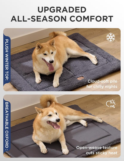 Joydeco Low Profile Dog Crate Mat Reversible Bed Pad, Washable Dog Pad Mat with Ultra Soft Fleece