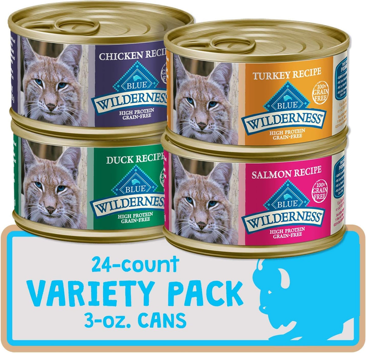 Blue Buffalo Wilderness High Protein Grain Free, Natural Adult Pate Wet Cat Food Variety Pack