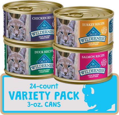 Blue Buffalo Wilderness High Protein Grain Free, Natural Adult Pate Wet Cat Food Variety Pack