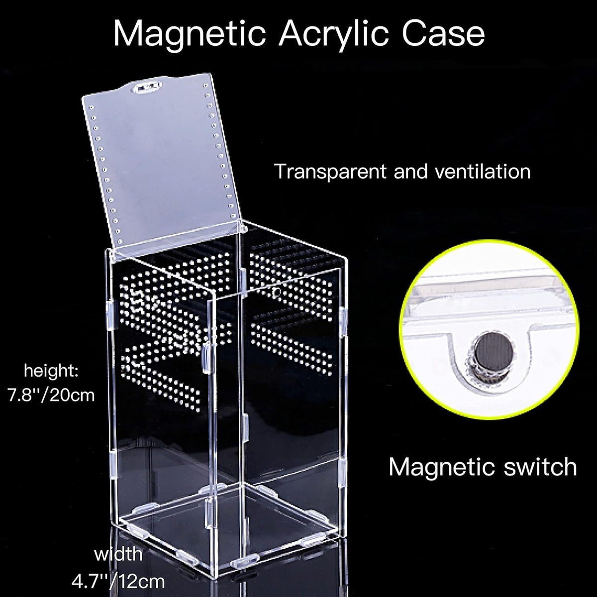 Magnetic Acrylic Case, micro habitat small Tarantula Enclosure enclosure for arboreal Tarantula