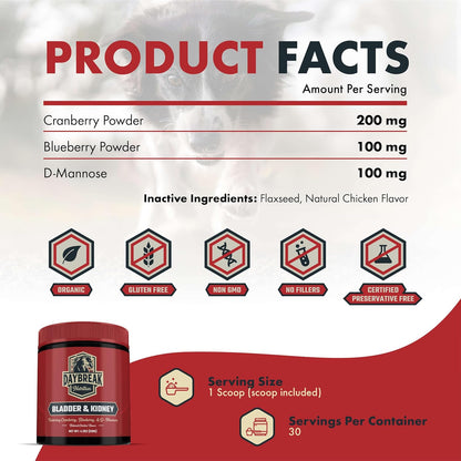 Bladder and Kidney Relief for Dogs & Cats by Daybreak Nutrition | Powder Cranberry Supplement for