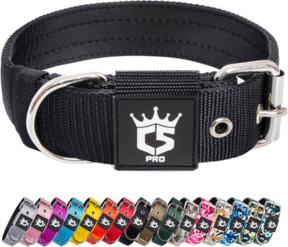 TSPRO Tactical Dog Collar 1.5 Inch Wide Thick Dog Collars with Heavy Duty Metal Buckle, Durable