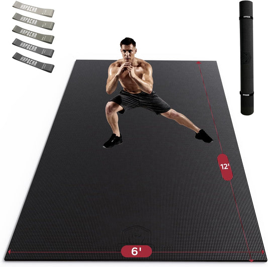 HAPBEAR Extra Large Exercise Mat-7'x5'/6'x8'/6'x9'/6'x10'/6'x12'x8mm(1/3 inch),Non-Slip, Ultra