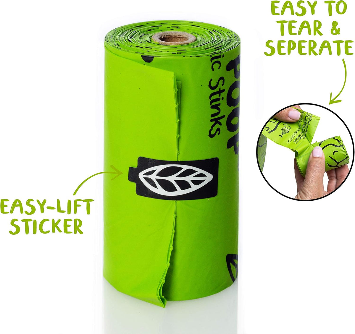 PLANET POOP Home Compostable Dog Poop Bags on Refill Rolls, 60 Un-Scented Pet Waste Bags, Thick