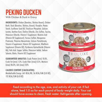 Weruva TruLuxe Cat Food, Peking Ducken with Chicken Breast & Duck Breast in Gravy, 3oz Can (Pack of