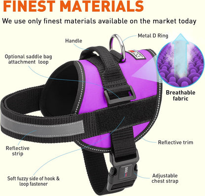 Dogline Dog Harness, Reflective No-Pull Adjustable Vest with Handle for Walking, Training