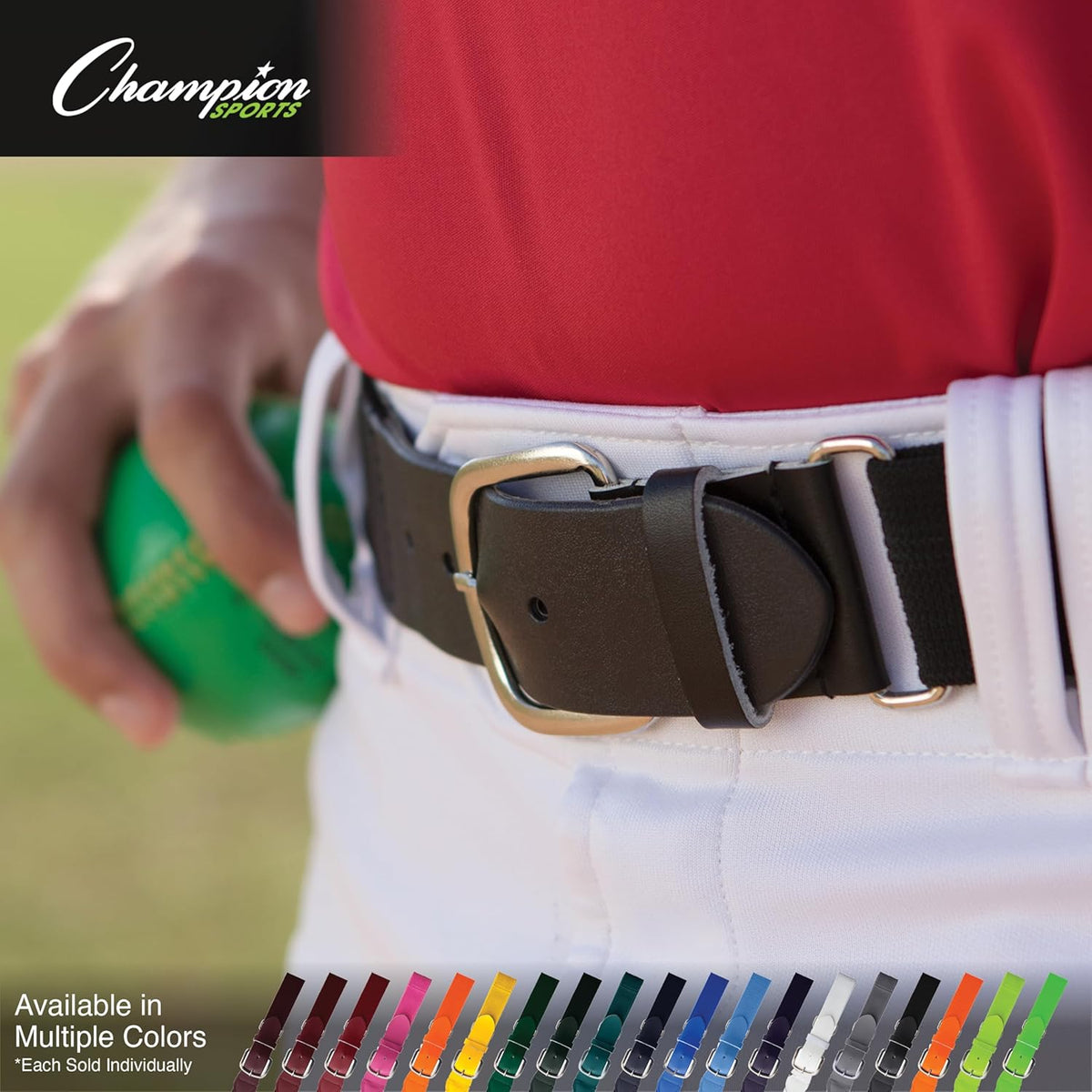 Champion Sports Baseball/Softball Uniform Belt, Comfort Stretch Fit Durable Syntex Tab - Youth &