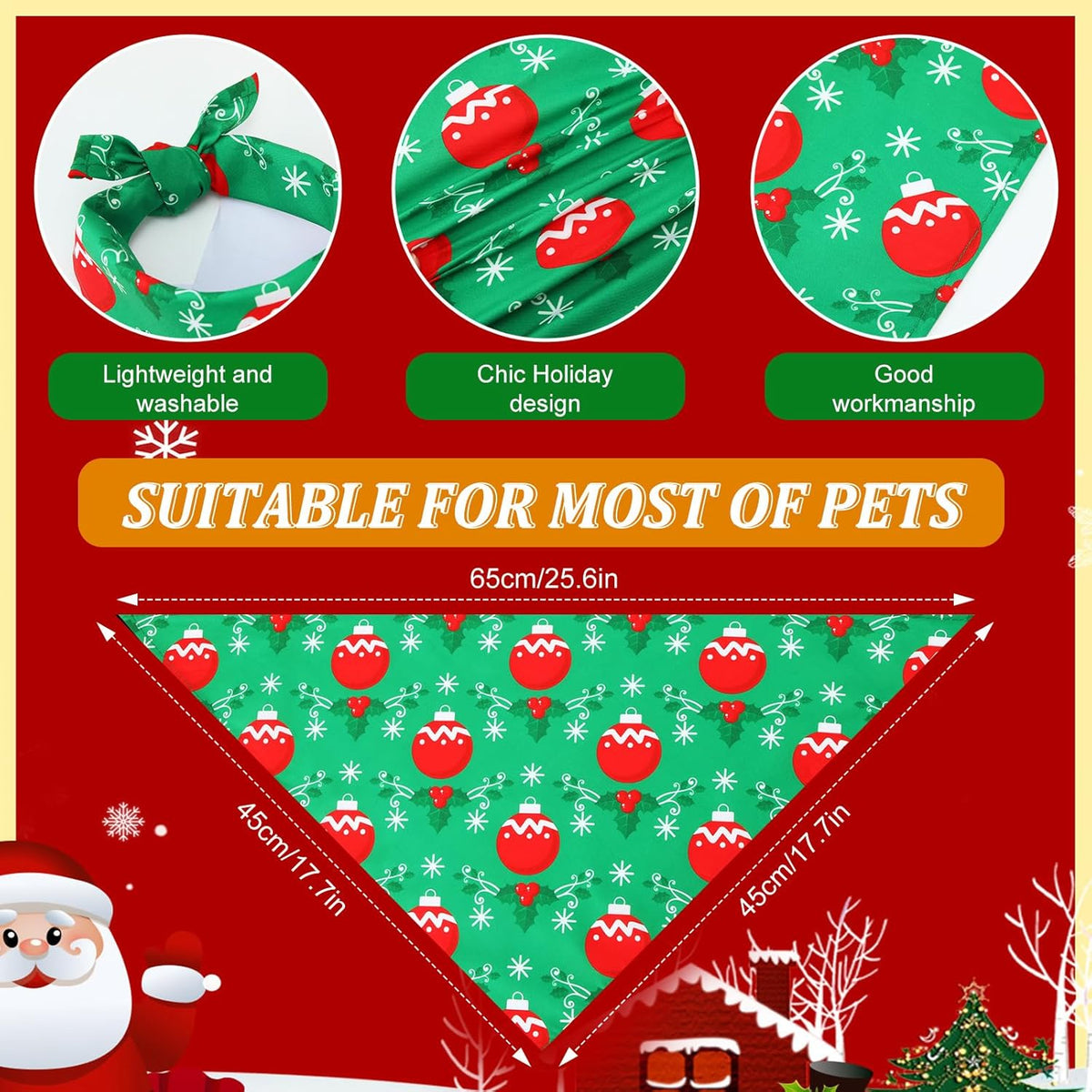 Abbylike 200 Pieces Christmas Dog Bandanas Bulk Xmas Dog Bandanas for Dogs Dog Kerchief Set Bibs