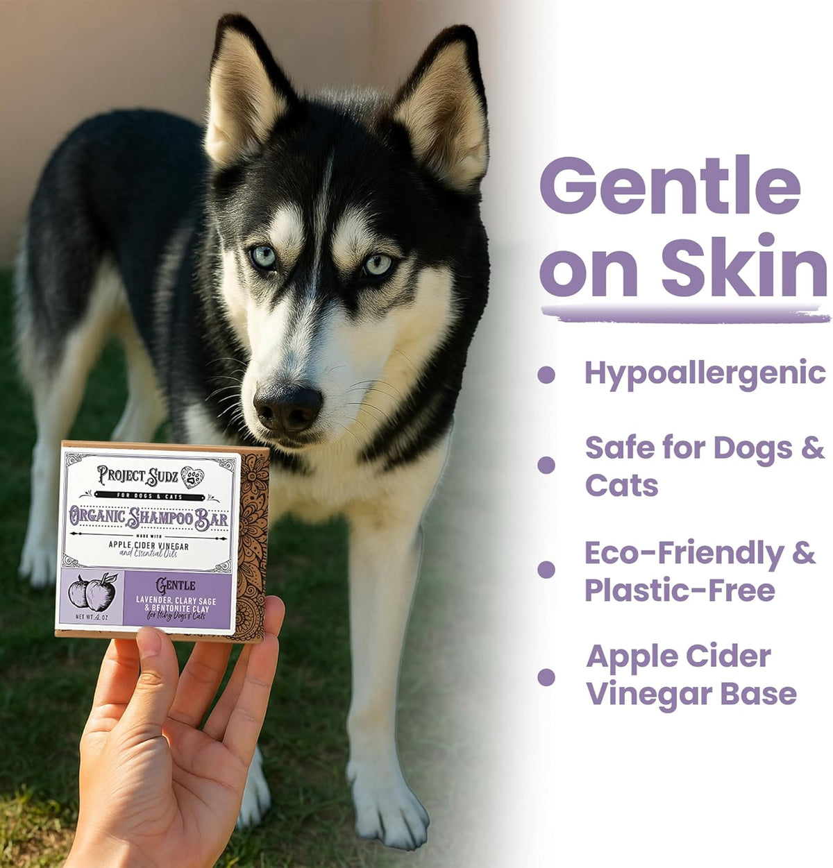 Gentle All Natural Dog Shampoo for Dry Coat for Sensitive Skin | Bar Shampoo for Dogs | Organic Dog