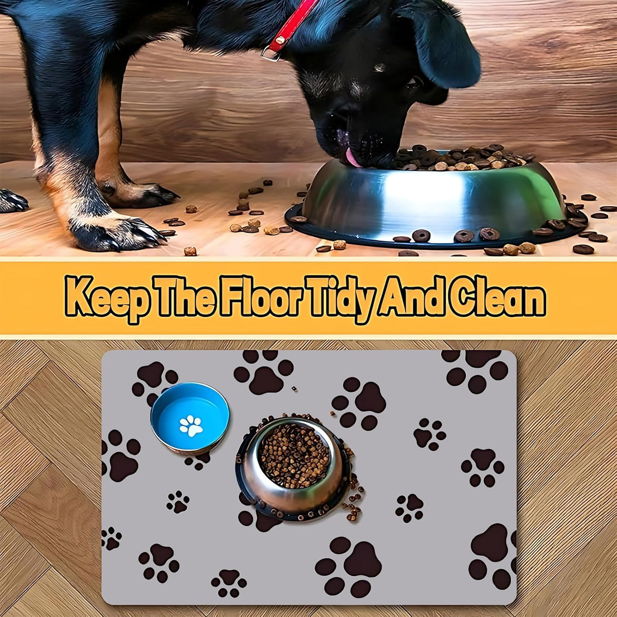 18×30in Pet Feeding Mat Dog Cat Food Mat for Floors Waterproof Food and Water Bowl Mats for Indoor