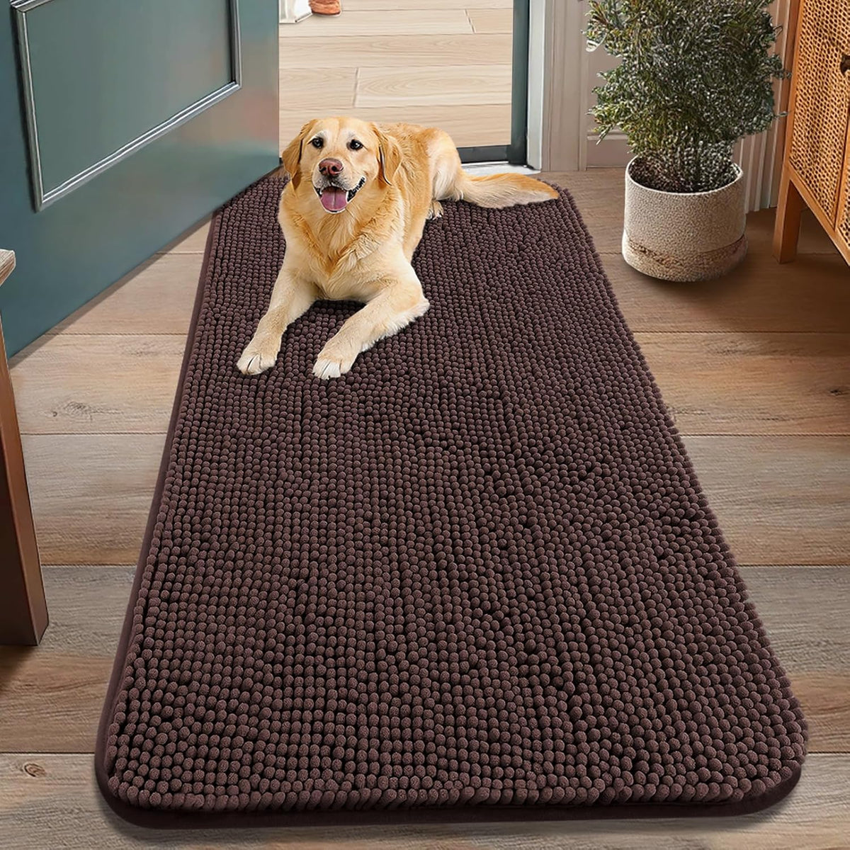 Smiry Dog Door Mat for Muddy Paws 48x30, Absorbs Moisture and Dirt Doormat, Non-Slip Washable Quick