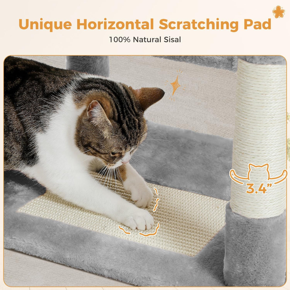 PAWZ Road Large 72 Inch Cat Tree and Tower for Indoor Cats - With Sisal-Covered Scratching Posts