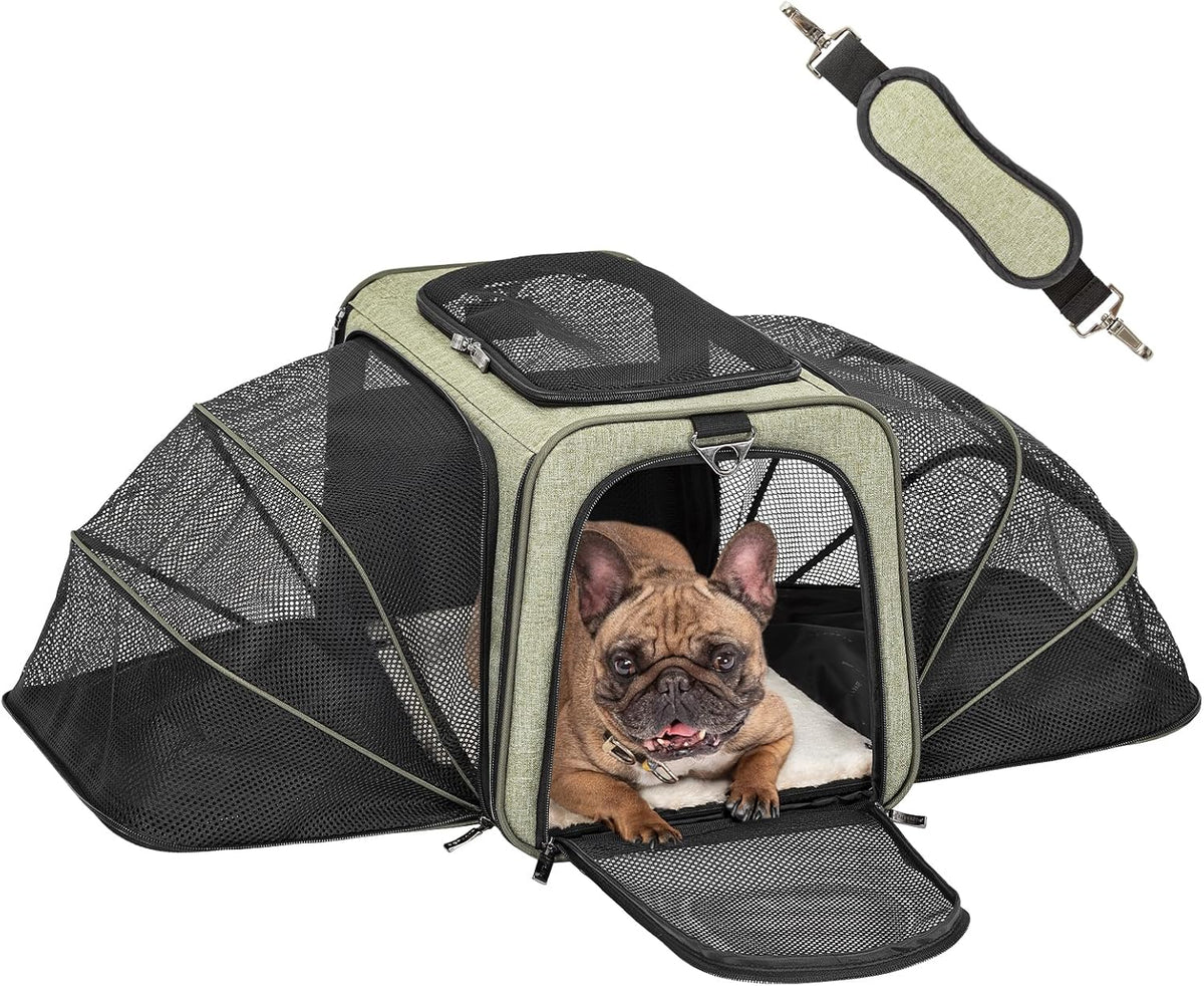 Petsfit Expandable Cat Carrier Dog Carrier, Soft-Sided Portable Pet Travel Carrier, Removable Soft