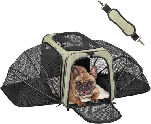 Petsfit Expandable Cat Carrier Dog Carrier, Soft-Sided Portable Pet Travel Carrier, Removable Soft