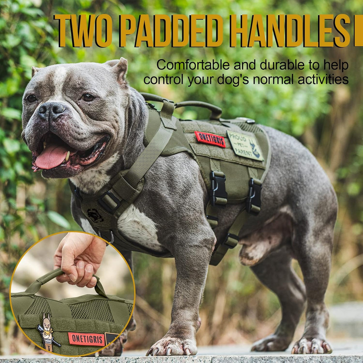 OneTigris Tactical Dog Harness for Small Dogs, Mesh Design Service Dog Vest Breathable Military