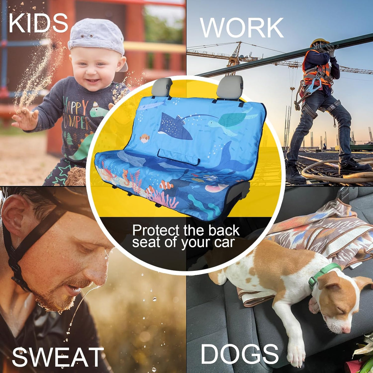 Back Seat Cover for Car Trucks Van SUV,Waterproof Rear Bench Towel Seat Covers for Dogs and