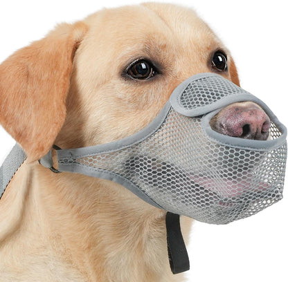 LUCKYPAW Dog Muzzle for Large Medium Small Dogs, Patented Mesh Muzzle to Prevent Biting Chewing