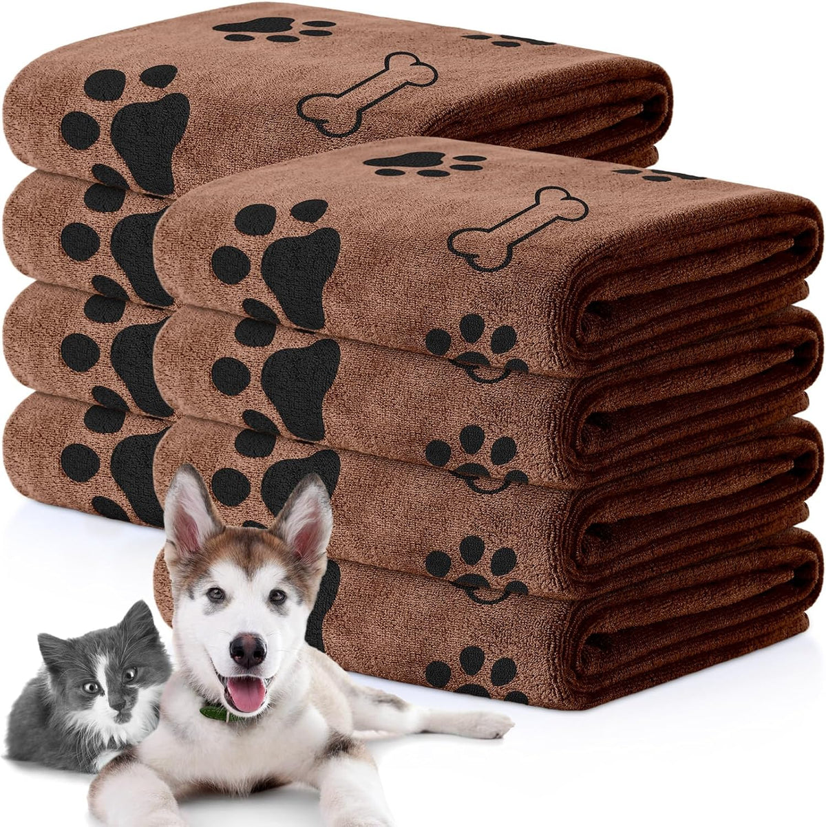 Chumia 8 Pcs Dog Towels for Drying Dogs Cats Pet Towels Bulk Puppy Microfiber Quick Drying Paw Bath