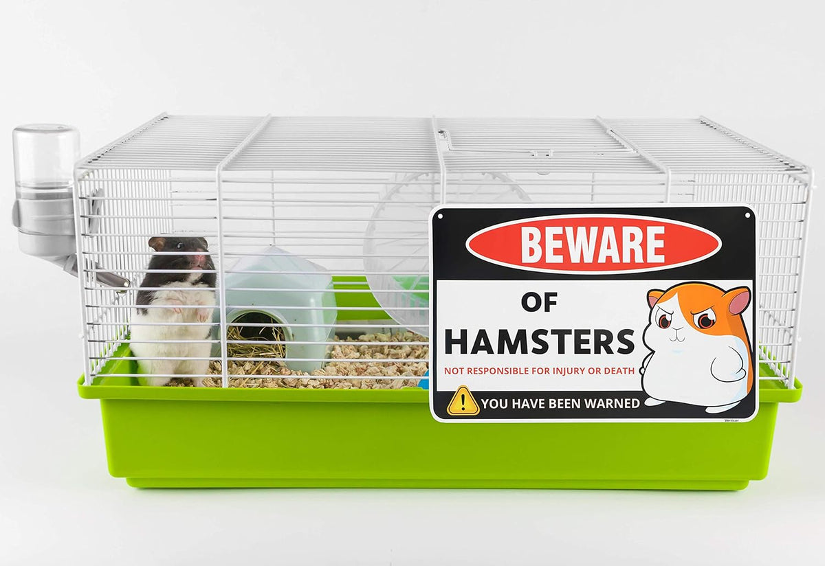 Venicor Hamster Sign Decor - 8 x 12 Inches - Aluminum - Hamster Cage Accessories - Hamster Gifts