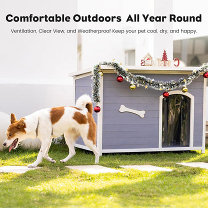 Large Solid Wooden Dog House,Suitable for Both Indoor and Outdoor, Suitable for Large Dogs and