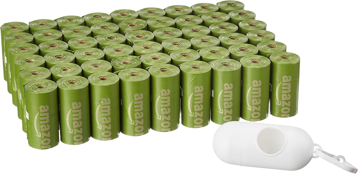 Amazon Basics Dog Poop Bags with Dispenser, 810 Count, Enhanced for Guaranteed Leakproof, Brazilian