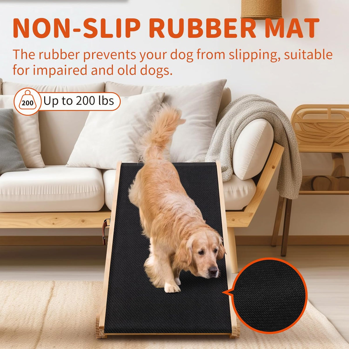 Dog Ramp, 5 Level Adjustable Height Folding Pet Ramp for High Bed, Portable Paw Ramps Large Bed
