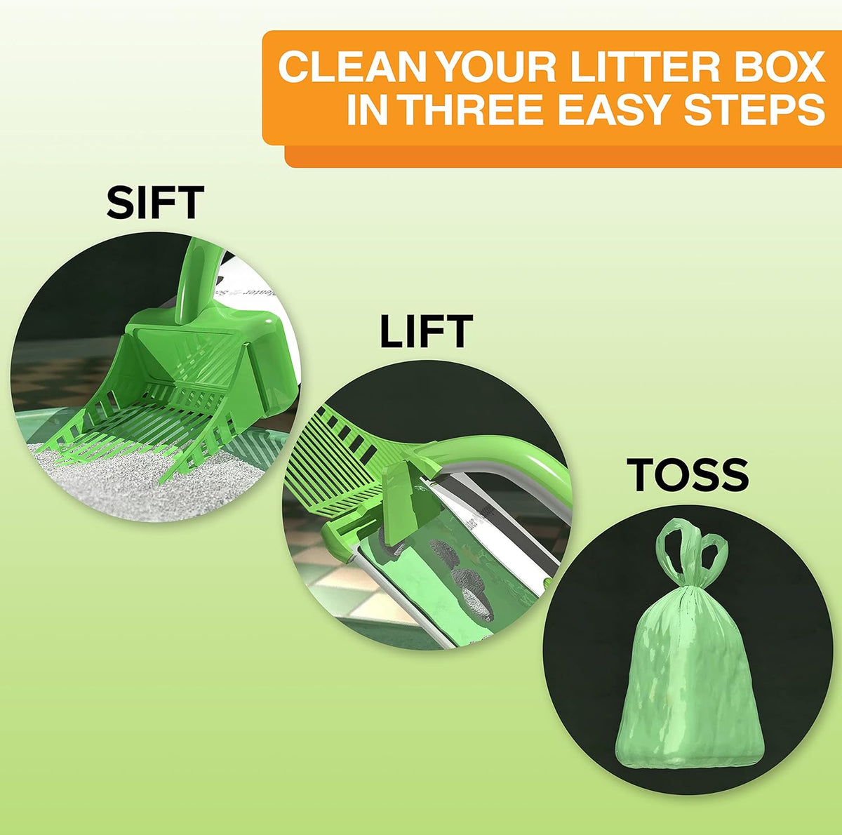 Neater Pet Brands Neater Scooper Standard Cat Litter Scoop, 60 Refill Bags – Mess-Free Cat Litter