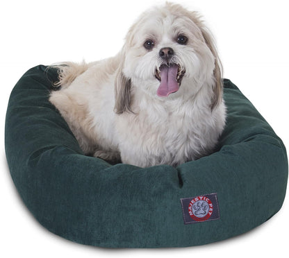 Majestic Pet 24 Inch Micro Velvet Calming Dog Bed Washable – Cozy Soft Round Dog Bed with Spine for