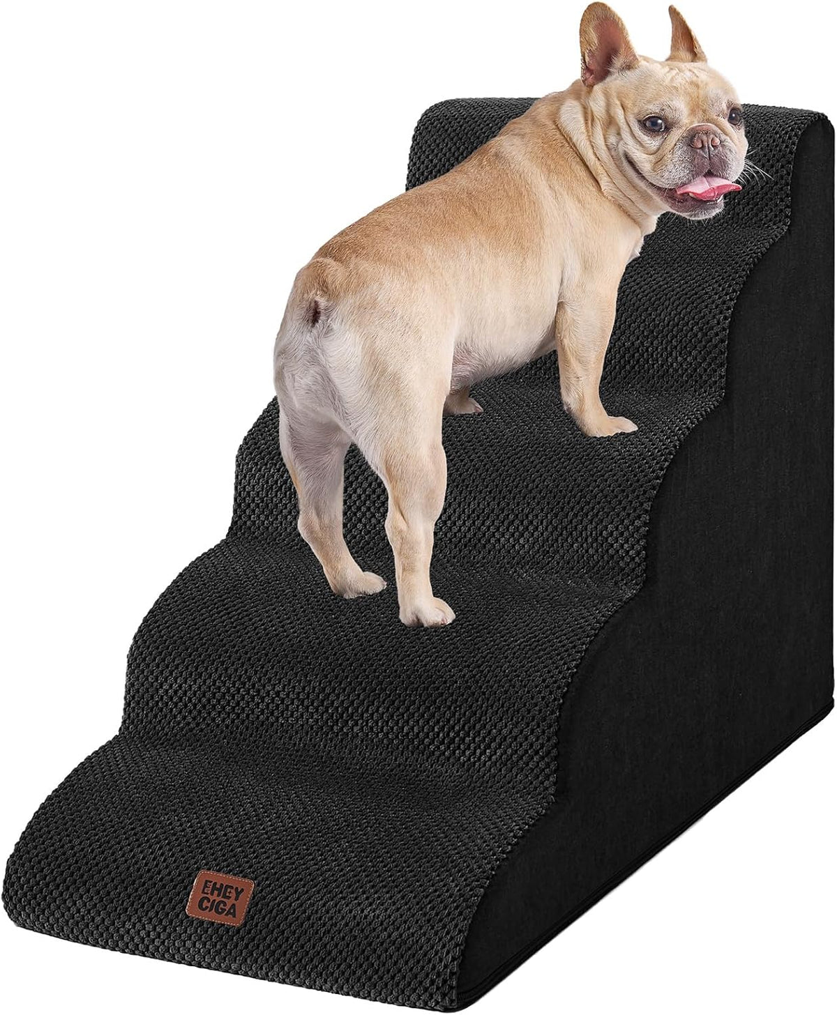EHEYCIGA Curved Dog Stairs Ramp for High Beds 22.6" H, 5-Step Dog Steps for Small Dogs and Cats