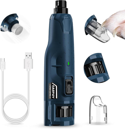 Casfuy Dog Nail Grinder Quiet - (45db) 6-Speed Pet Nail Grinder with 2 LED Lights for Large Medium