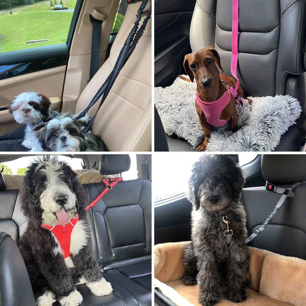 BWOGUE 2 Packs Dog Cat Safety Seat Belt Strap Car Headrest Restraint Adjustable Nylon Fabric Dog