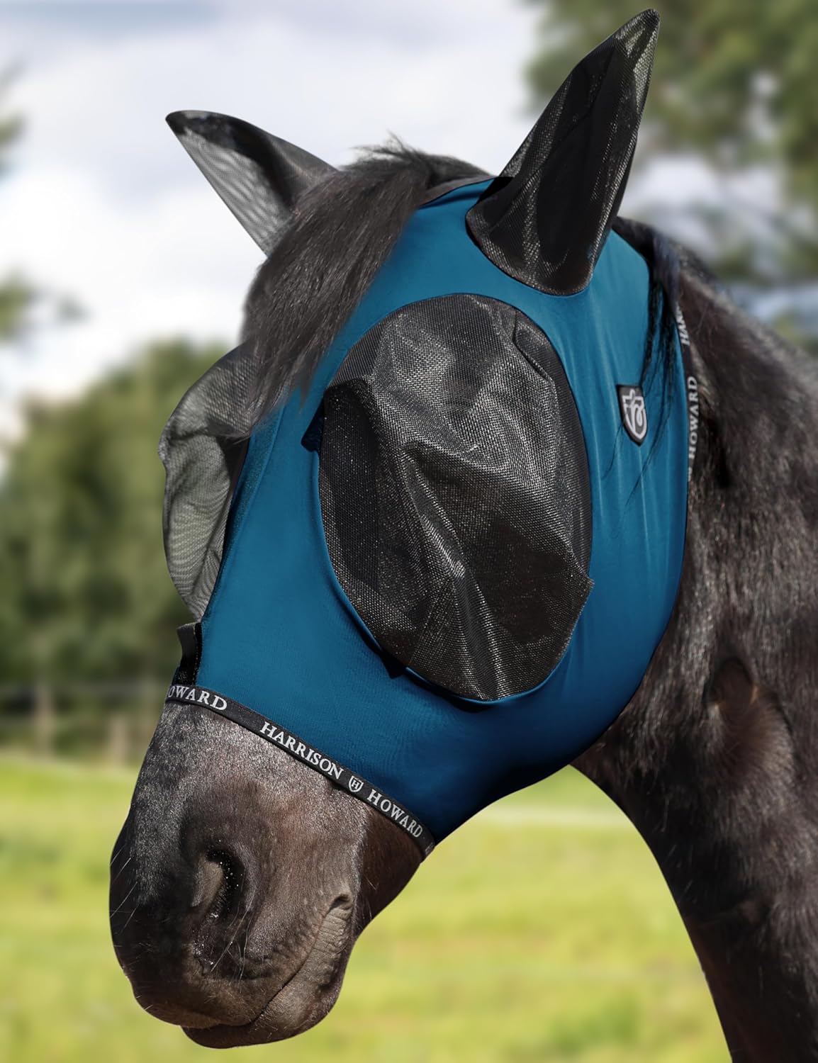 Harrison Howard Horse Fly Mask with Forelock Opening Stretch Breathable and Comfortable for Horses