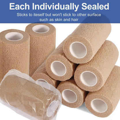 LDIWEE 24 Pack 4 Inch Self Adhesive Bandage Wrap - 5 Yard Cohesive Athletic Tape for First Aid