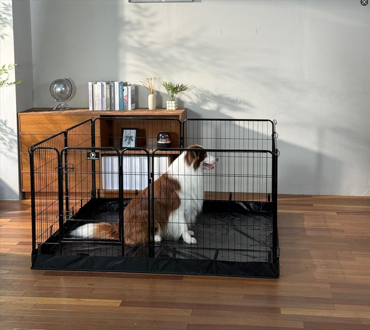 PJYuCien Dog Playpen Plus Storage Bag, 32" H 8 Panels Puppy Pen with Square Bottom, Heavy Duty Dog
