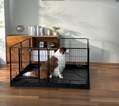 PJYuCien Dog Playpen Plus Storage Bag, 32" H 8 Panels Puppy Pen with Square Bottom, Heavy Duty Dog