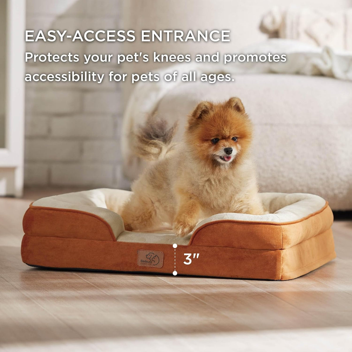Bedsure Orthopedic Dog Beds for Small Dogs - Washable Small Dog Cat Bed Waterproof, Comfort Pet