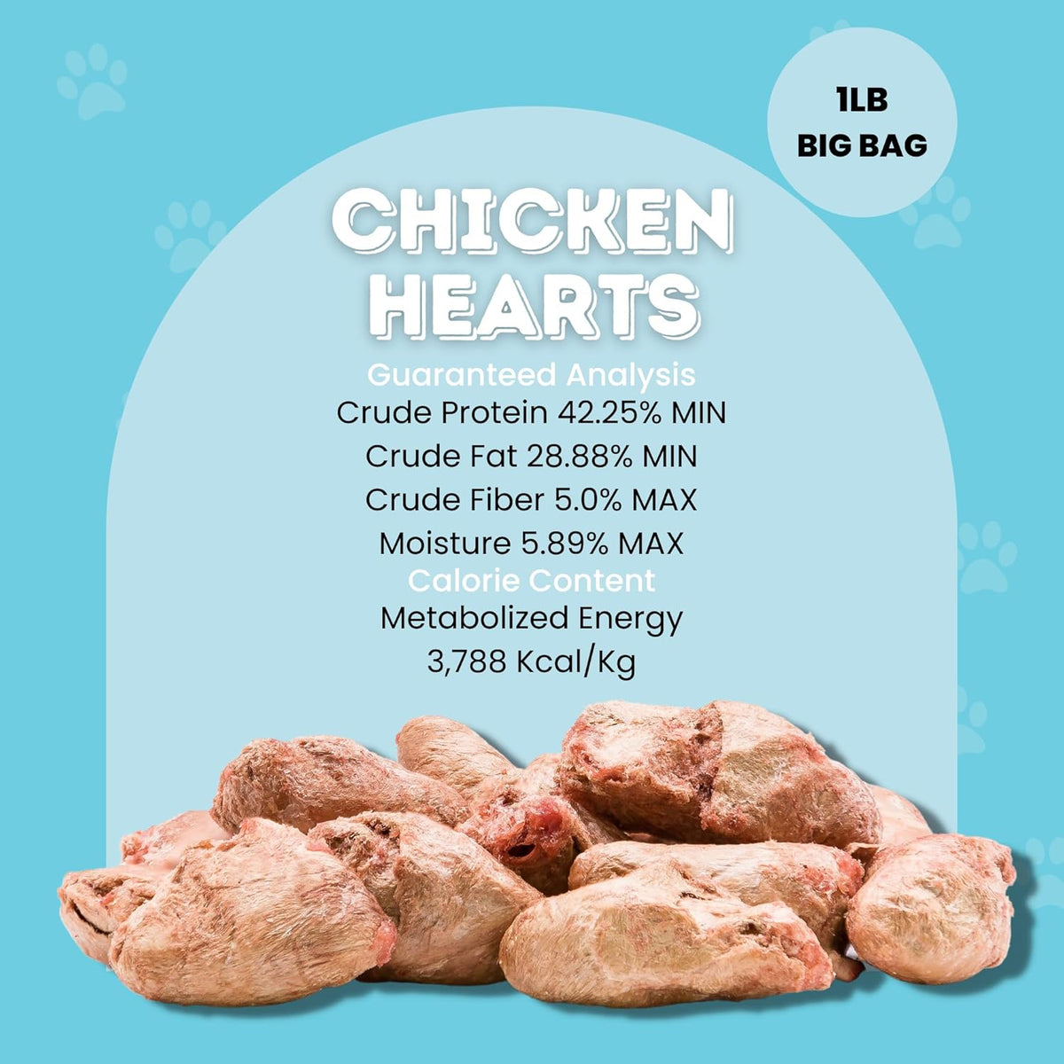 hotspot pets Freeze Dried Chicken Hearts for Cats & Dogs - 1LB BIG BAG- Made in USA -Single