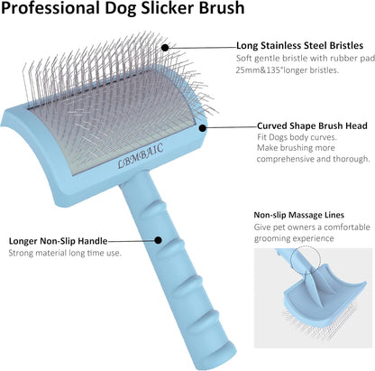 Slicker Brush for Poodles and Goldendoodles - Curved Brush for Thick, Fluffy, Shedding Fur on Dogs