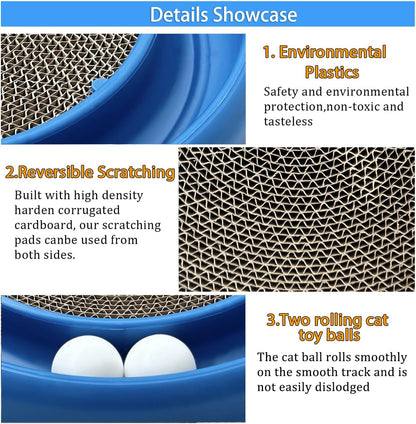 Interactive Cat Ball Track Toy for Indoor Cats, Cat Scratching Board & Exercise Set for Bored