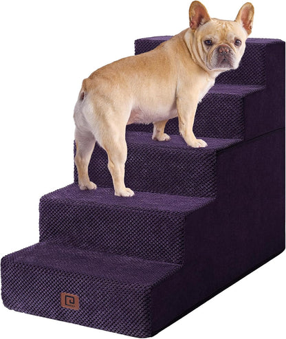 EHEYCIGA Dog Stairs for High Bed 22.5" H, 5-Step Dog Steps for Bed, Pet Steps for Small Dogs and