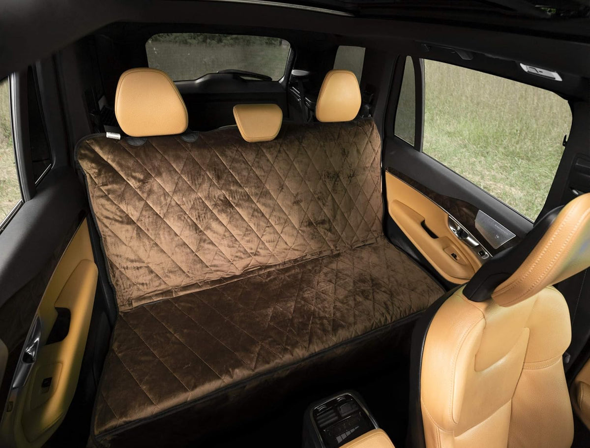 Plush Paws Products Velvet Rear Car Seat Protector w/o Hammock | Washable & Waterproof Back Seat