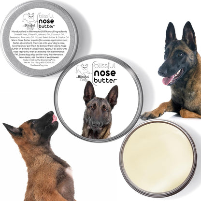 The Blissful Dog Belgian Malinois Nose Butter for Dry, Cracked Skin, Lick-Safe Dog Nose Balm with