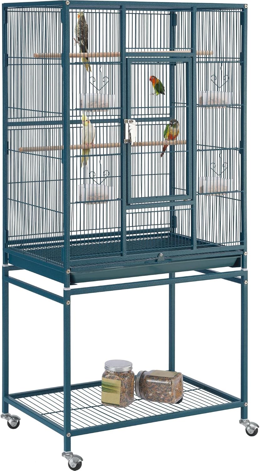 Yaheetech 54inch Metal Large Parrot Parakeet Flight Bird Cage w/Rolling Stand for Small Parrots