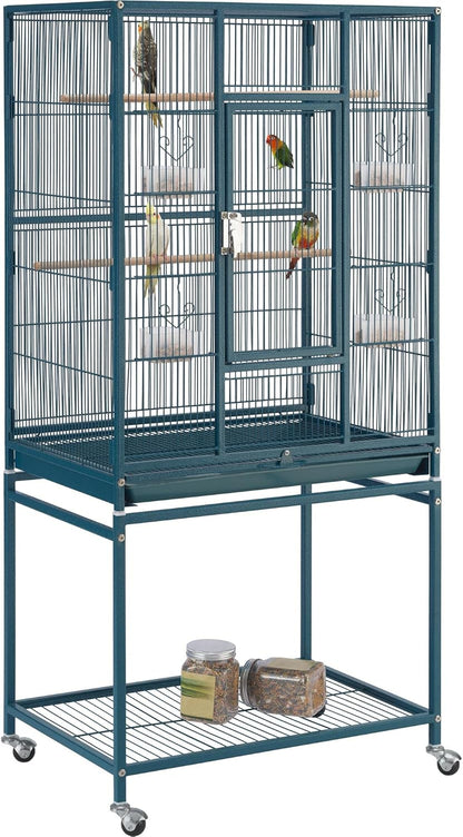 Yaheetech 54inch Metal Large Parrot Parakeet Flight Bird Cage w/Rolling Stand for Small Parrots