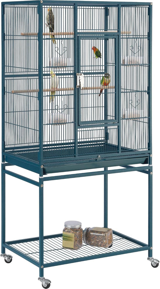 Yaheetech 54inch Metal Large Parrot Parakeet Flight Bird Cage w/Rolling Stand for Small Parrots