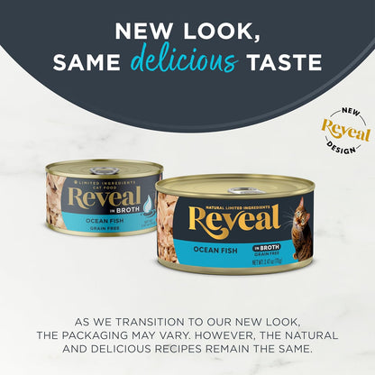 Reveal Natural Wet Cat Food, 24 Count, Grain Free, Limited Ingredient Canned Food for Cats, Ocean