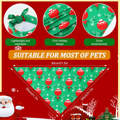 Abbylike 50 Pcs Christmas Dog Bandanas Bulk Xmas Bandanas for Dogs Triangle Kerchief Bibs Scarf Set