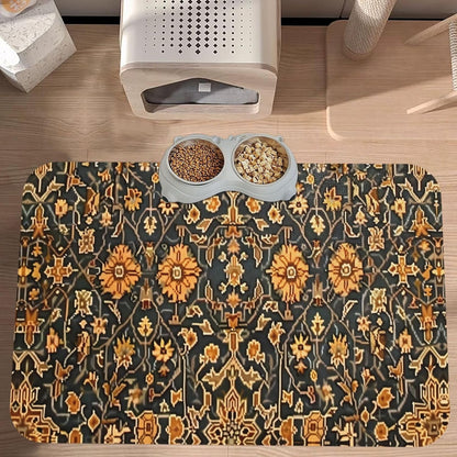 Turkish Carpet Design Dog Food Mat Absorbent Bowl Mats No Stains Quick Dry Waterproof Pet Cat