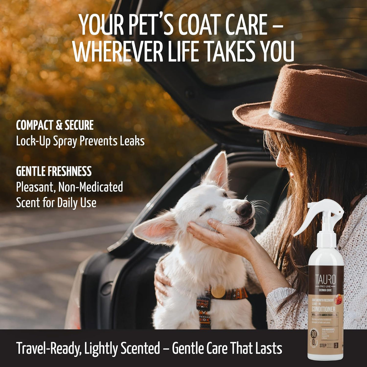 Tauro Pro Line Dog Leave in Conditioner Spray - Supports Pet Coat Regrowth - Cat & Dog Detangler