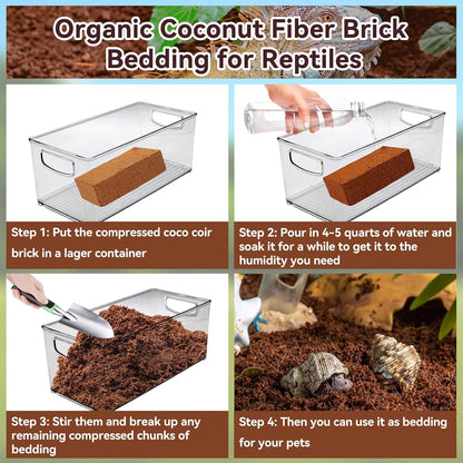 Legigo 4 Pack Compressed Coconut Fiber Substrate - 100% Organic Coconut Fiber Brick Bedding for